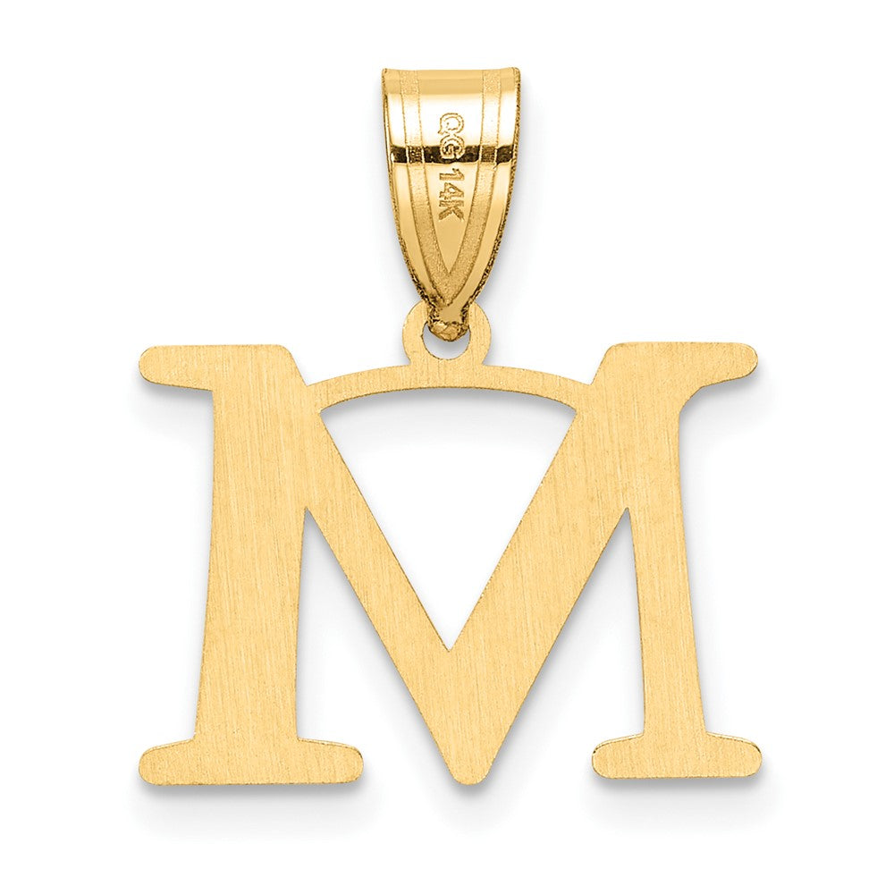 14K Yellow Gold Polished Etched Letter M Initial Pendant