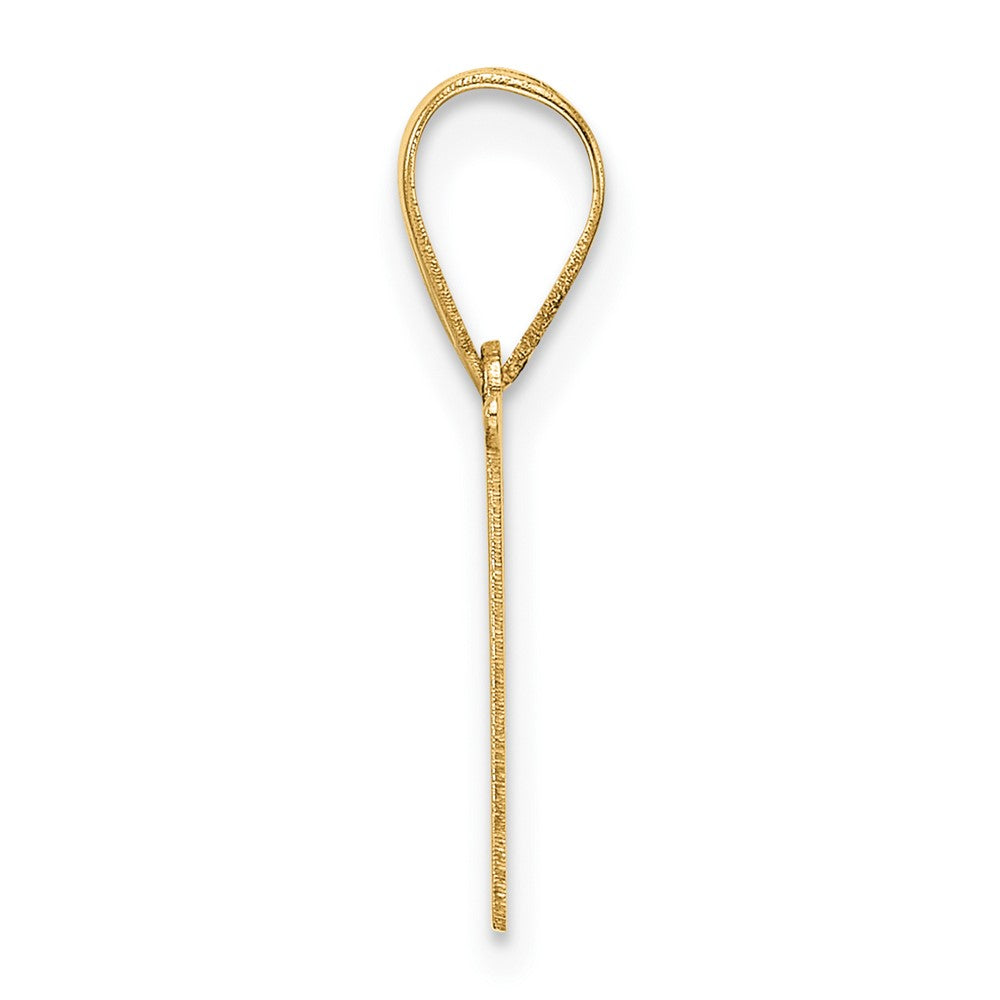 14K Yellow Gold Polished Etched Letter N Initial Pendant