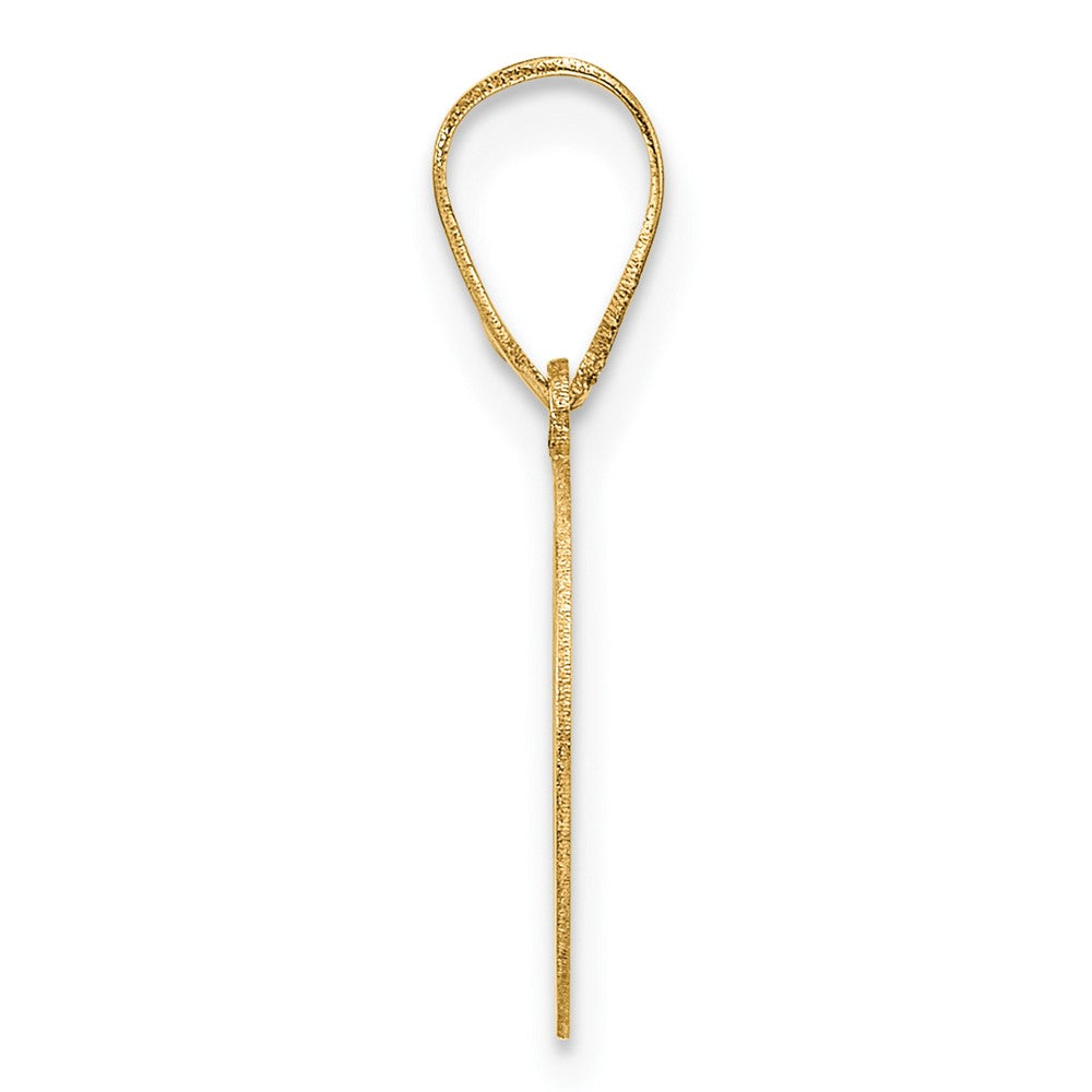 14K Yellow Gold Polished Etched Letter O Initial Pendant