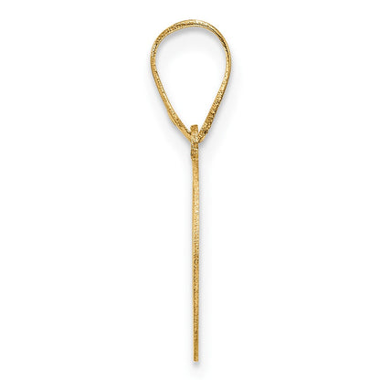 14K Yellow Gold Polished Etched Letter O Initial Pendant