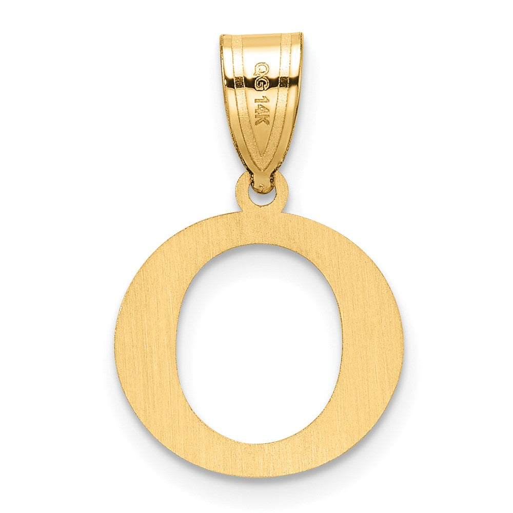 14K Yellow Gold Polished Etched Letter O Initial Pendant