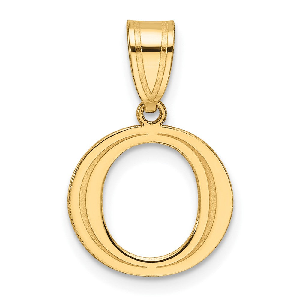 14K Yellow Gold Polished Etched Letter O Initial Pendant