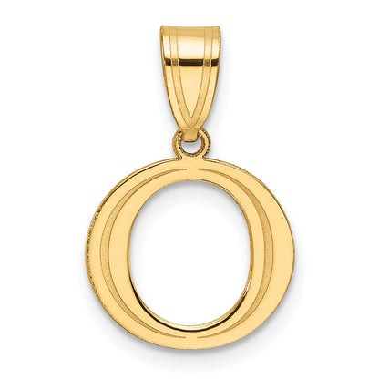 14K Yellow Gold Polished Etched Letter O Initial Pendant