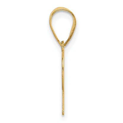 14K Yellow Gold Polished Etched Letter P Initial Pendant