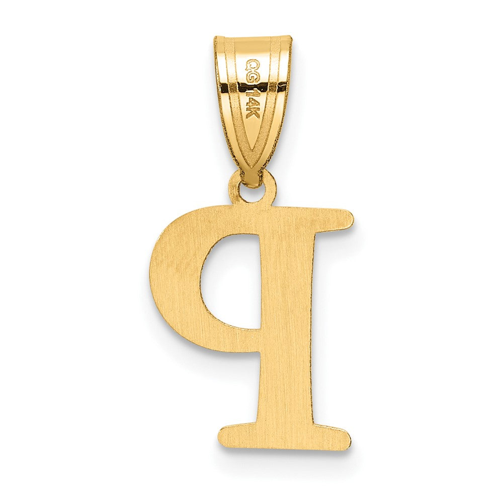 14K Yellow Gold Polished Etched Letter P Initial Pendant