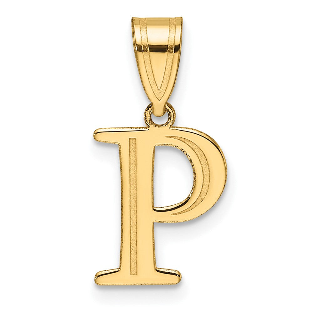 14K Yellow Gold Polished Etched Letter P Initial Pendant