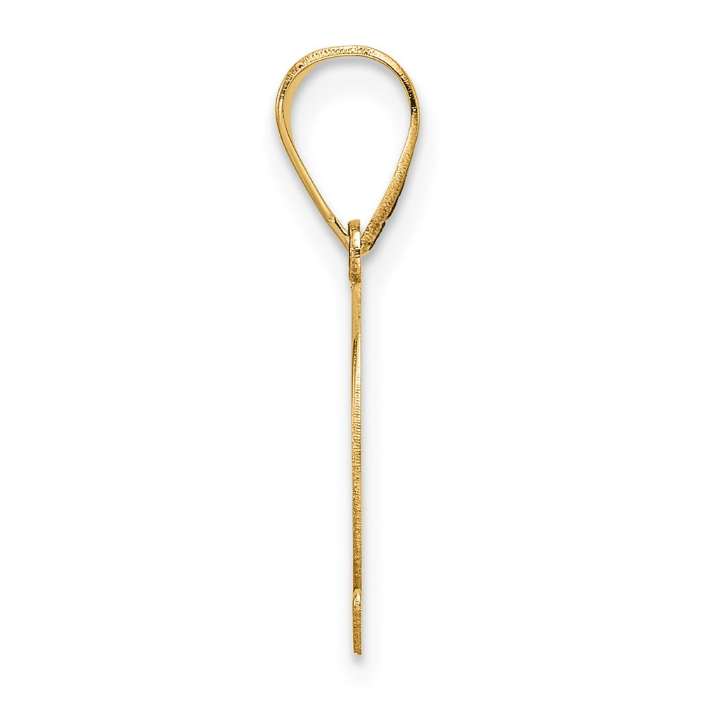14K Yellow Gold Polished Etched Letter Q Initial Pendant