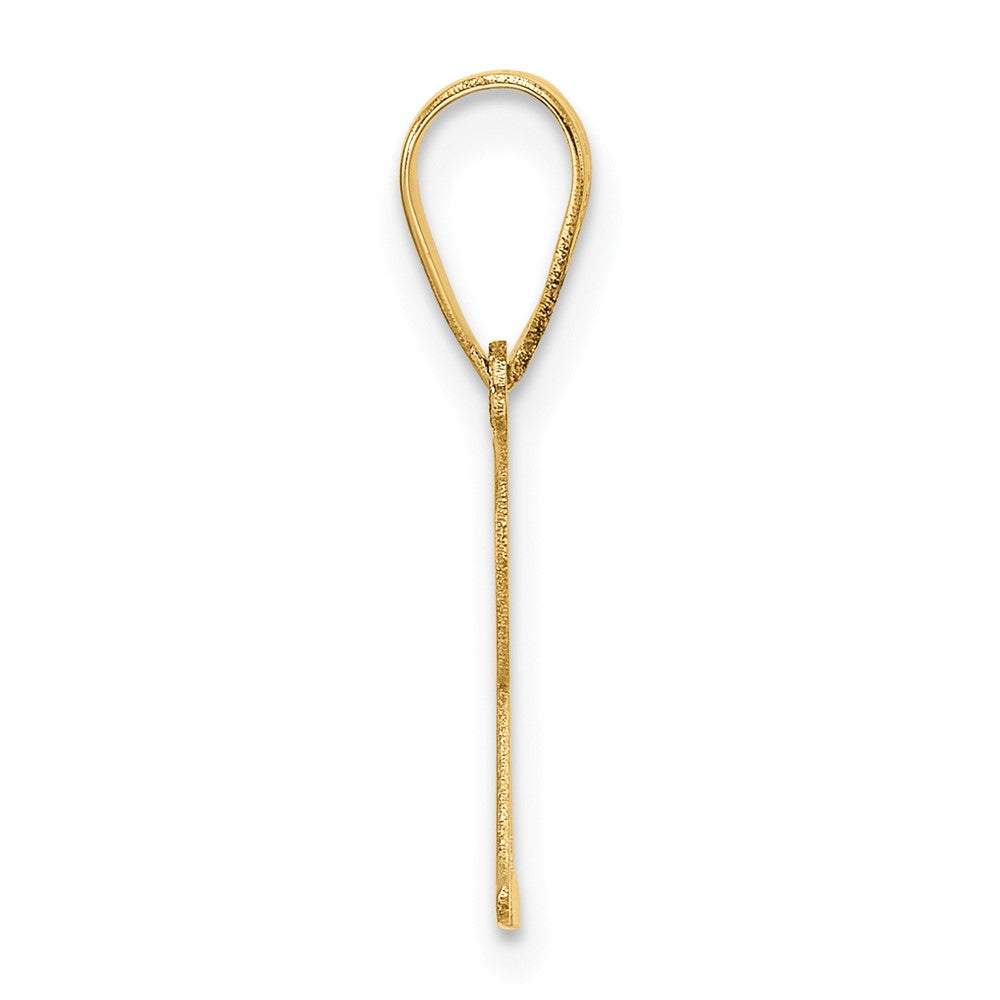 14K Yellow Gold Polished Etched Letter R Initial Pendant