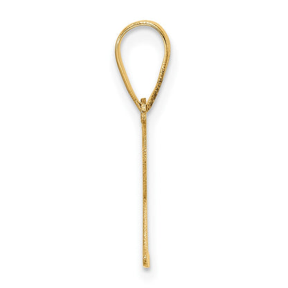 14K Yellow Gold Polished Etched Letter R Initial Pendant