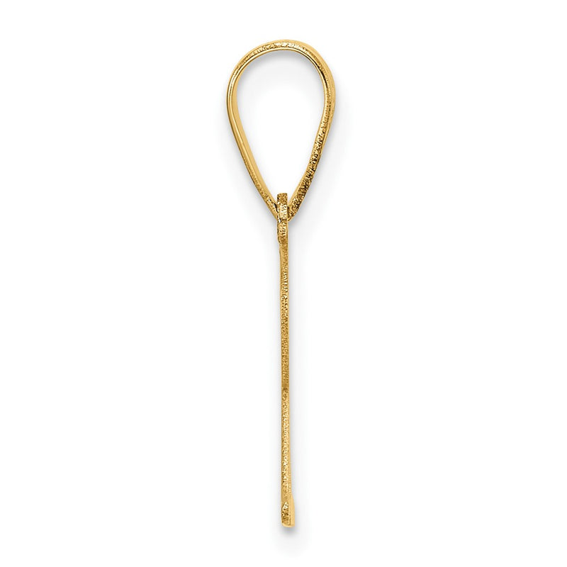 14K Yellow Gold Polished Etched Letter R Initial Pendant