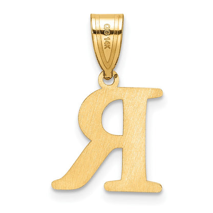 14K Yellow Gold Polished Etched Letter R Initial Pendant
