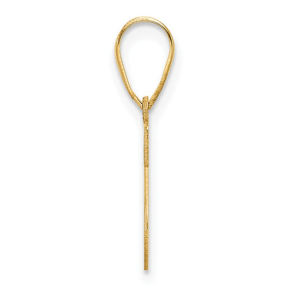 14K Yellow Gold Polished Etched Letter S Initial Pendant