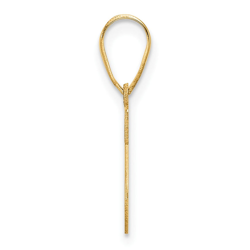 14K Yellow Gold Polished Etched Letter S Initial Pendant
