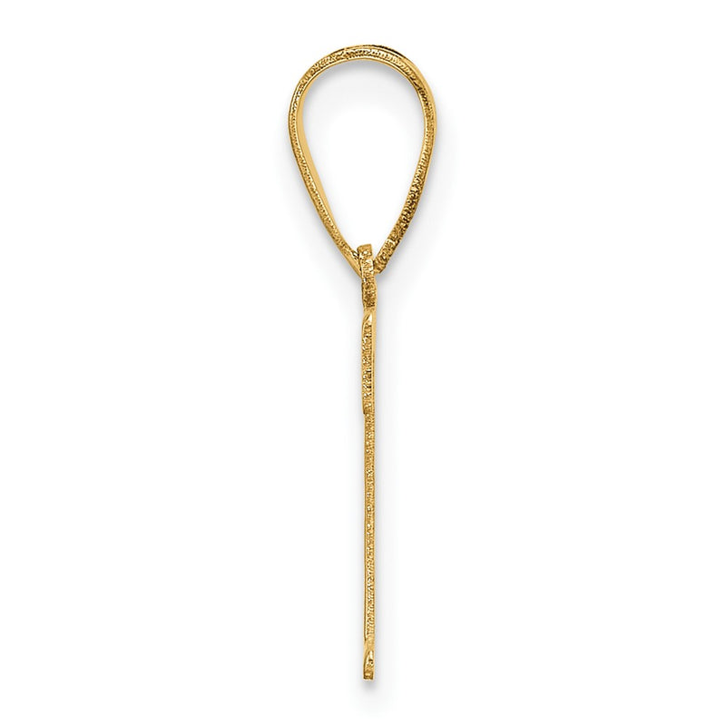 14K Yellow Gold Polished Etched Letter T Initial Pendant