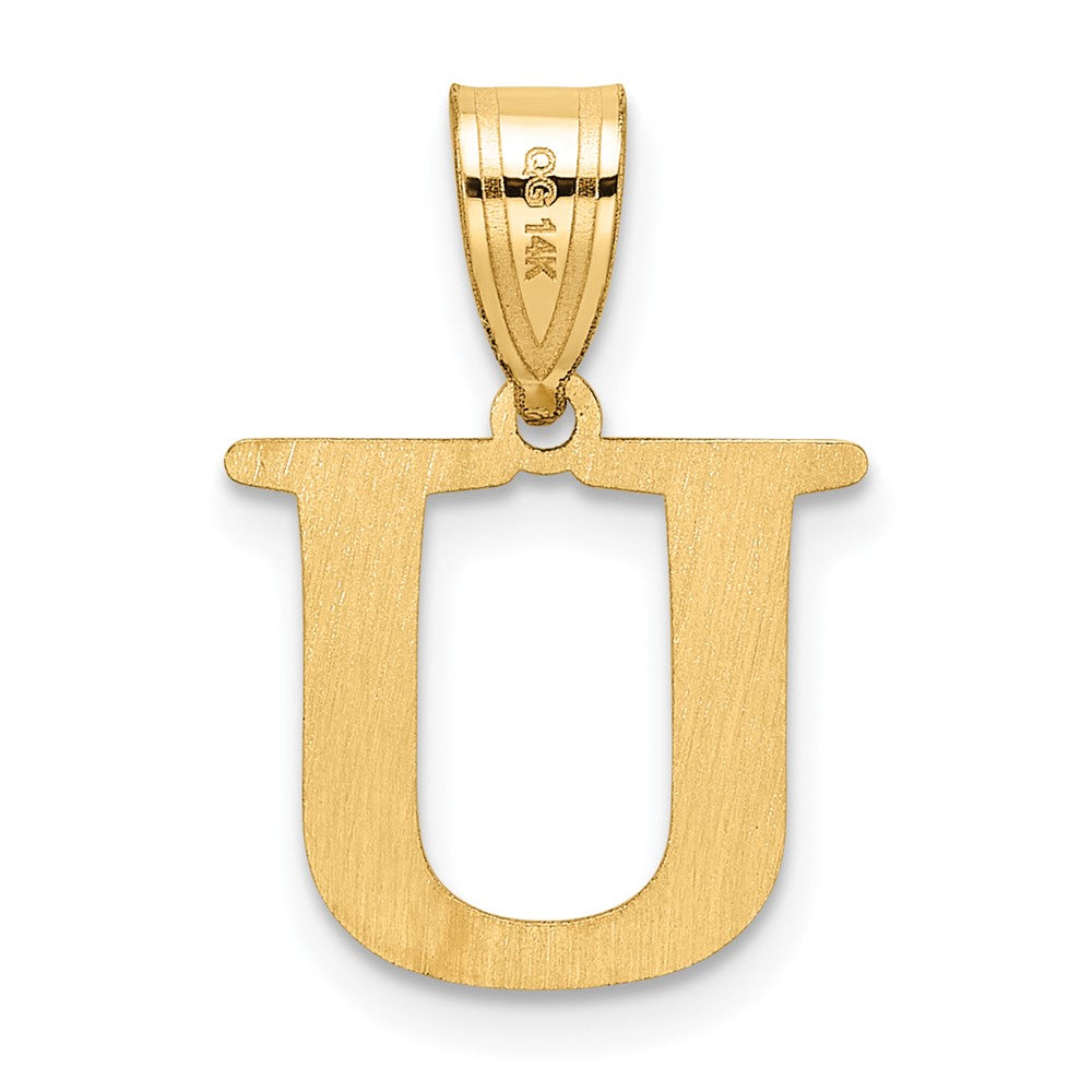 14K Yellow Gold Polished Etched Letter U Initial Pendant