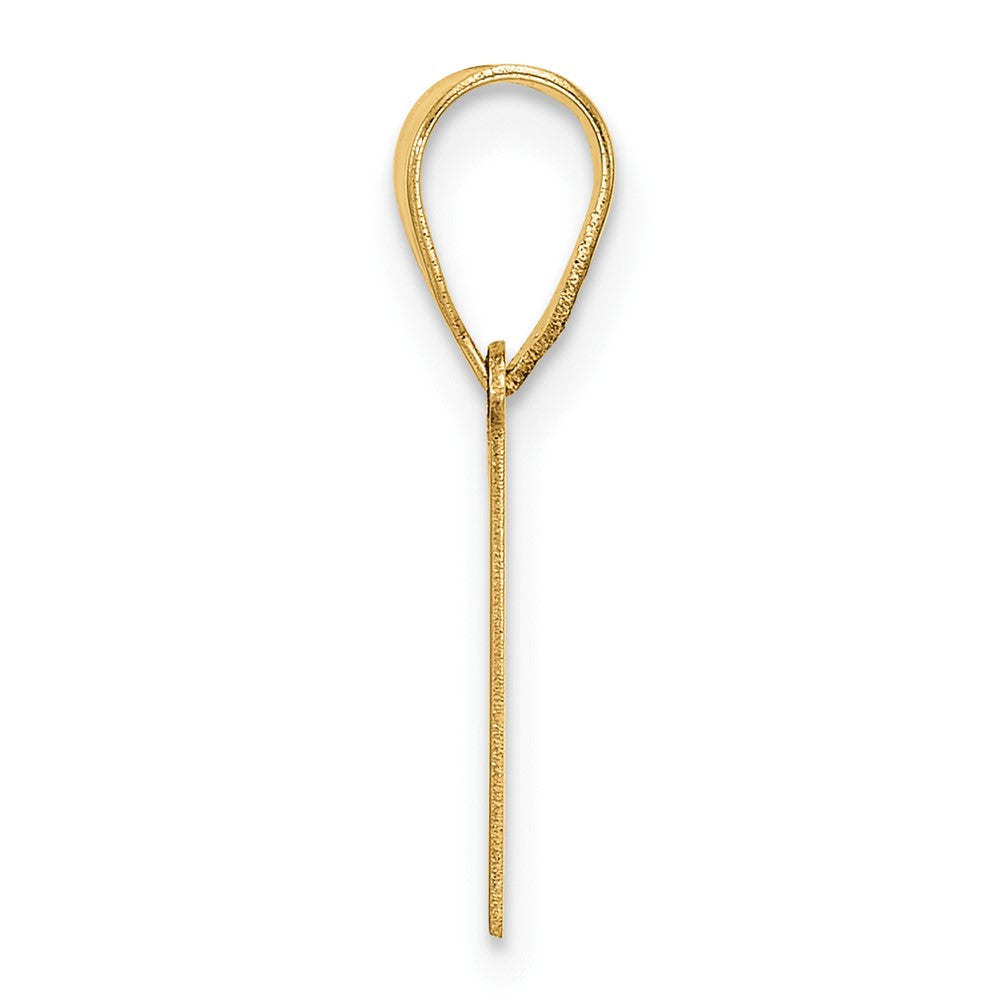 14K Yellow Gold Polished Etched Letter V Initial Pendant