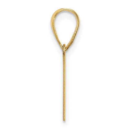 14K Yellow Gold Polished Etched Letter V Initial Pendant