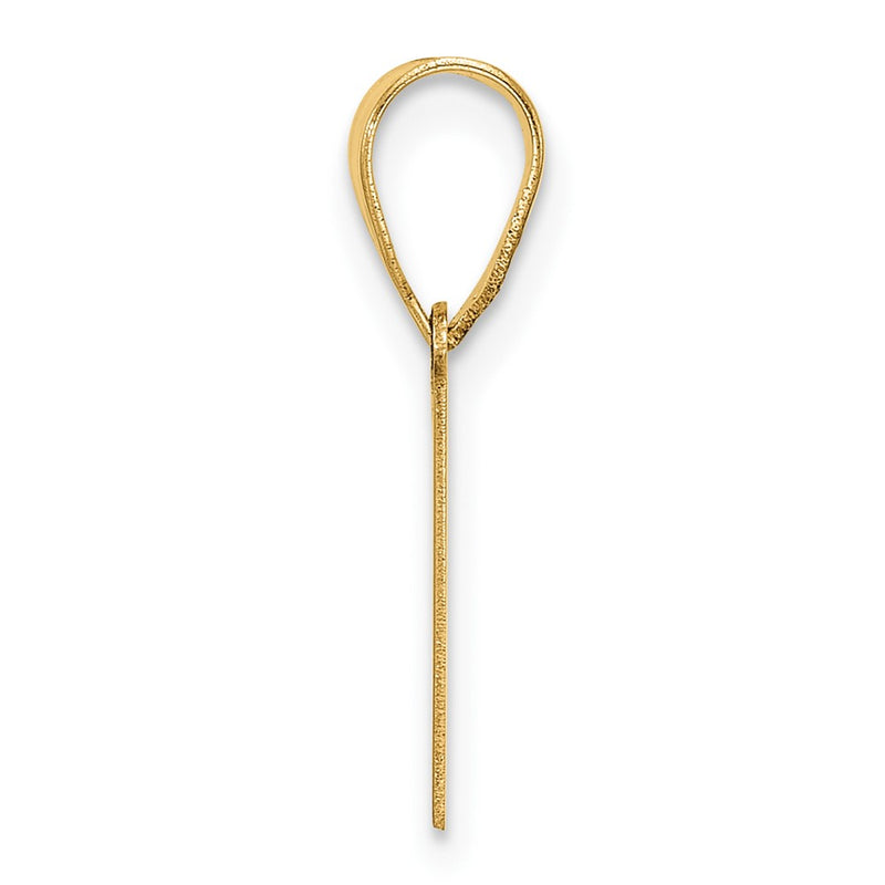 14K Yellow Gold Polished Etched Letter V Initial Pendant