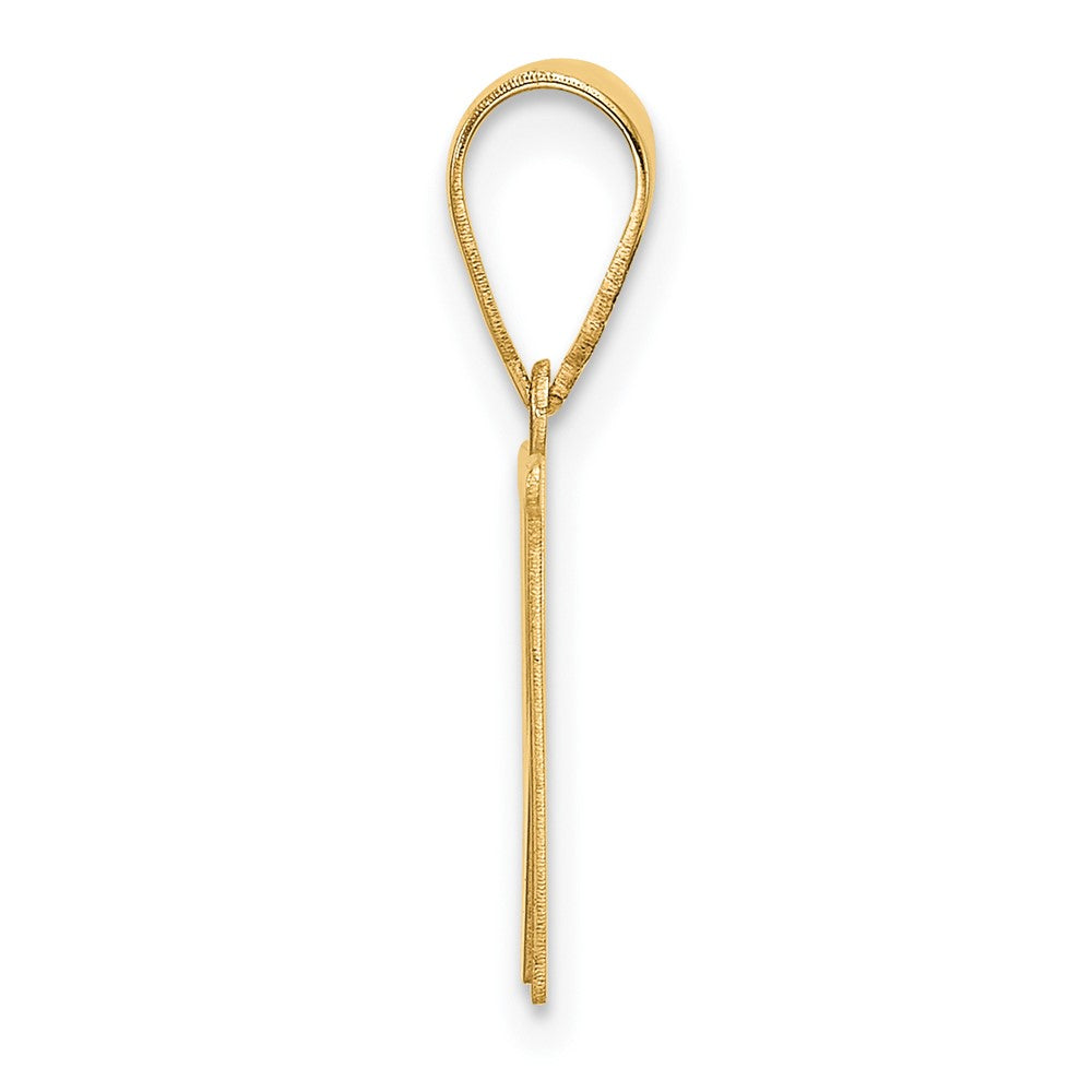 14K Yellow Gold Polished Etched Letter W Initial Pendant