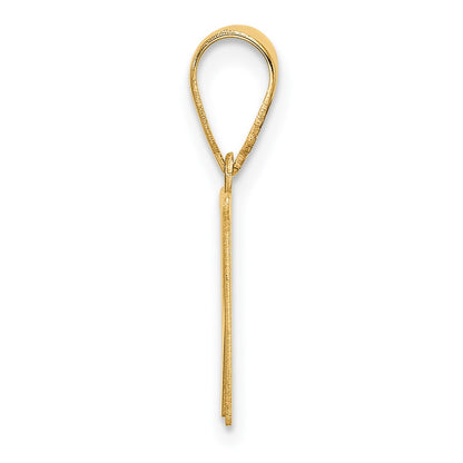 14K Yellow Gold Polished Etched Letter W Initial Pendant