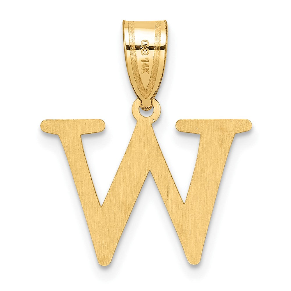 14K Yellow Gold Polished Etched Letter W Initial Pendant