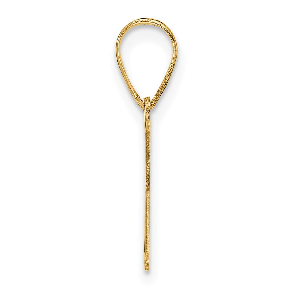 14K Yellow Gold Polished Etched Letter X Initial Pendant