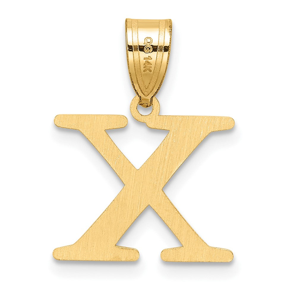 14K Yellow Gold Polished Etched Letter X Initial Pendant