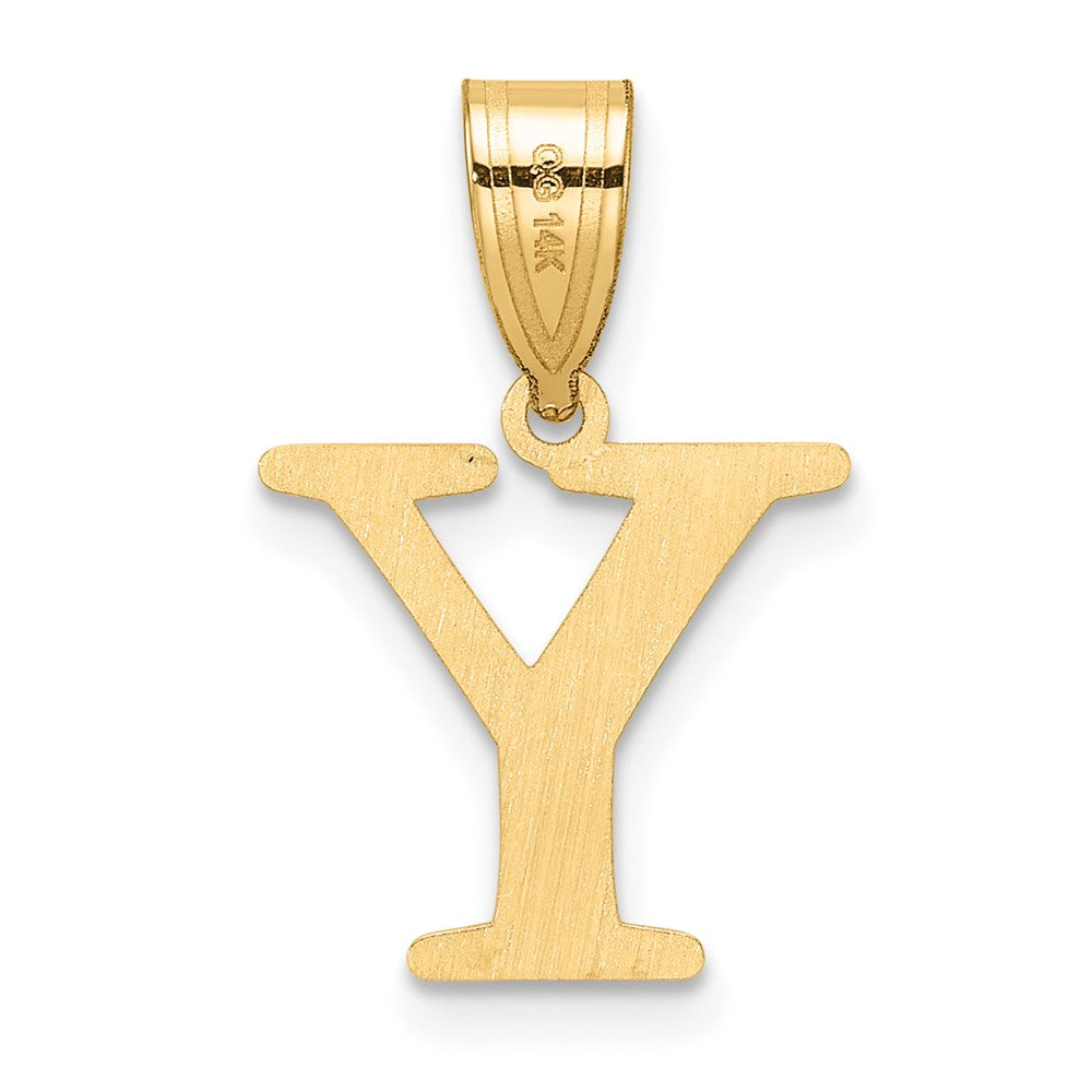14K Yellow Gold Polished Etched Letter Y Initial Pendant