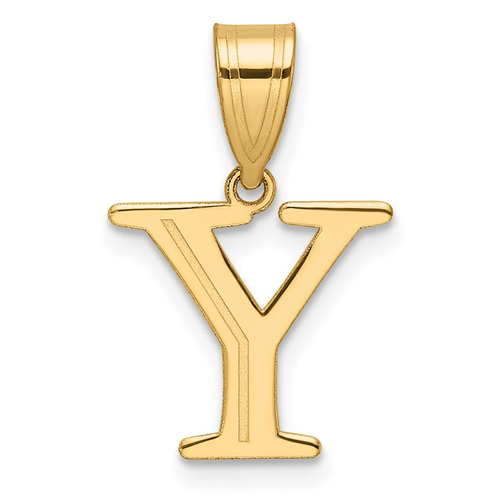 14K Yellow Gold Polished Etched Letter Y Initial Pendant