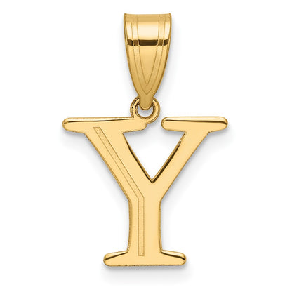 14K Yellow Gold Polished Etched Letter Y Initial Pendant