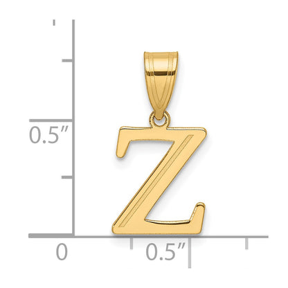 14K Yellow Gold Polished Etched Letter Z Initial Pendant
