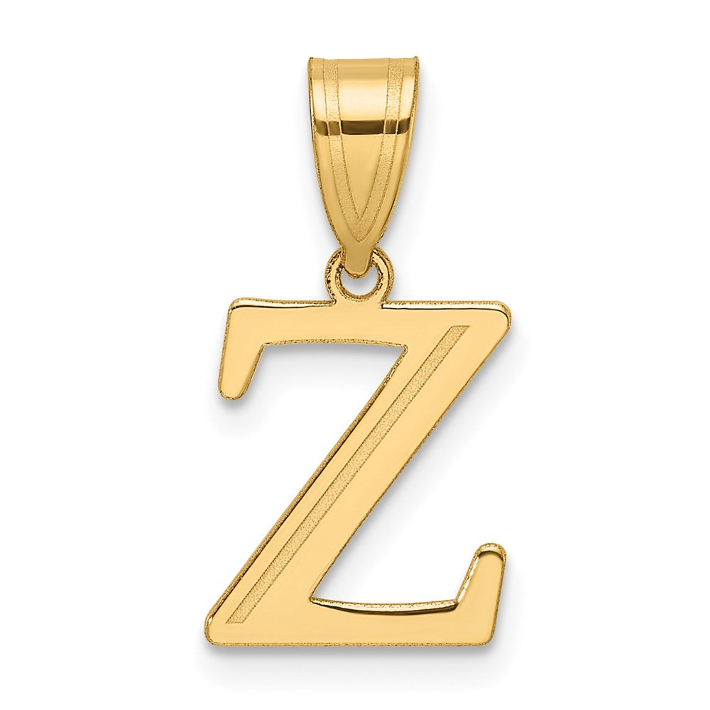 14K Yellow Gold Polished Etched Letter Z Initial Pendant