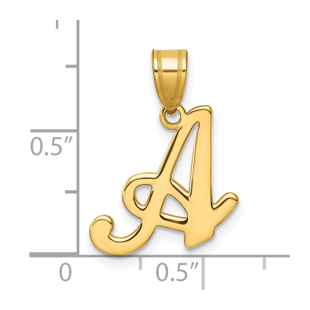 14K Yellow Gold Script Letter Initial Pendant