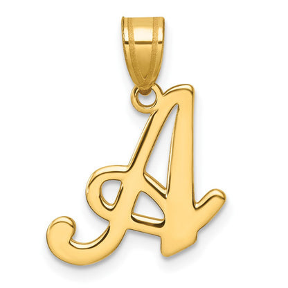 14K Yellow Gold Script Letter Initial Pendant