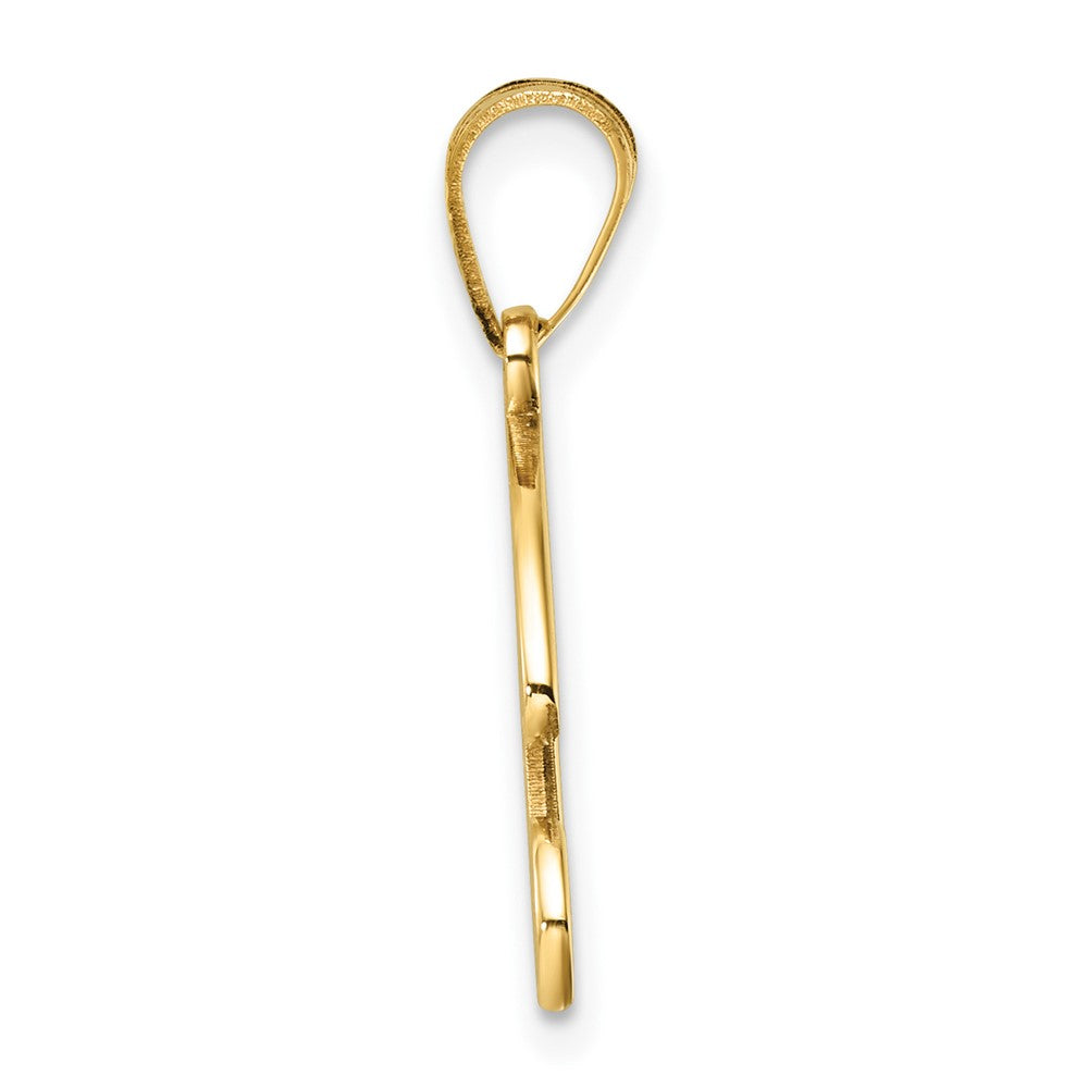 14K Yellow Gold Script Letter B Initial Pendant