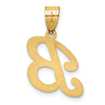 14K Yellow Gold Script Letter B Initial Pendant