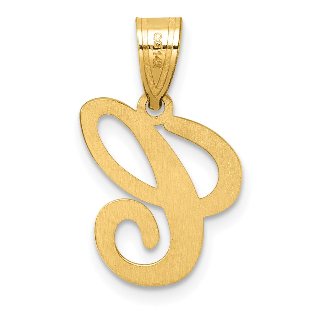 14K Yellow Gold Script Letter C Initial Pendant