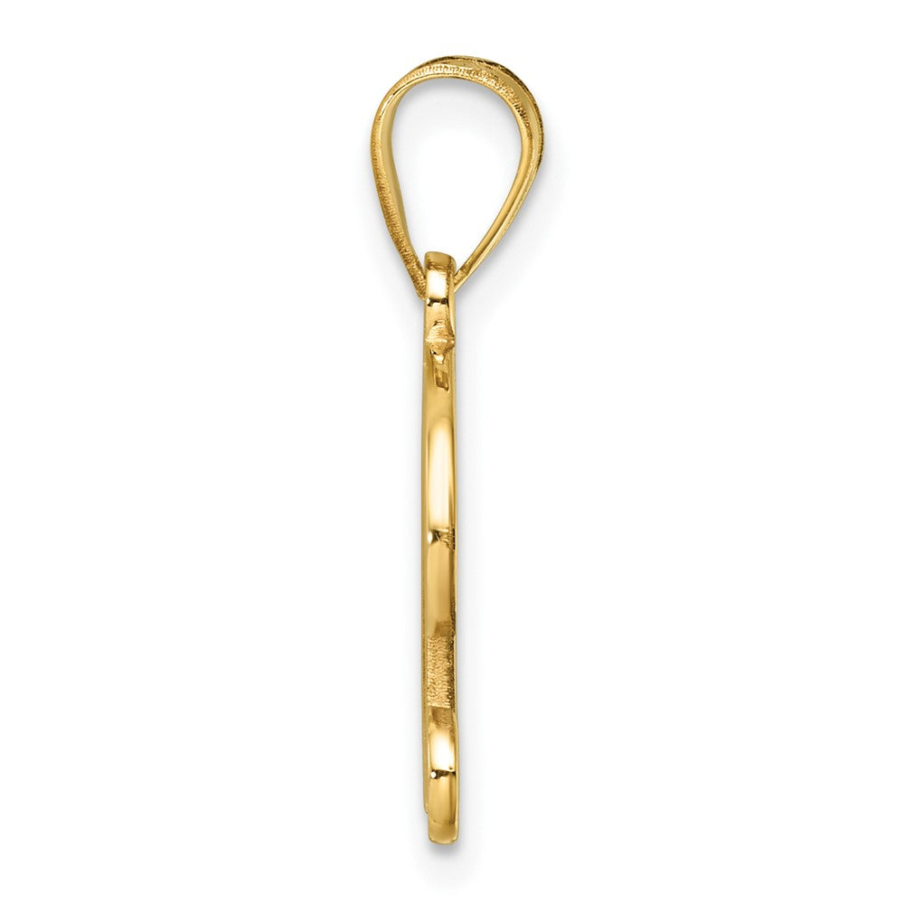 14K Yellow Gold Script Letter D Initial Pendant