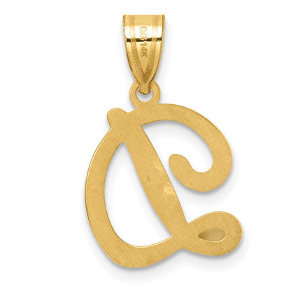 14K Yellow Gold Script Letter D Initial Pendant