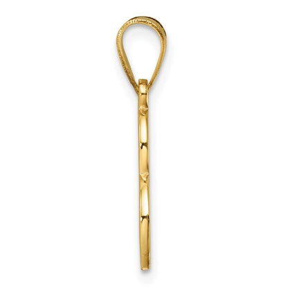 14K Yellow Gold Script Letter E Initial Pendant