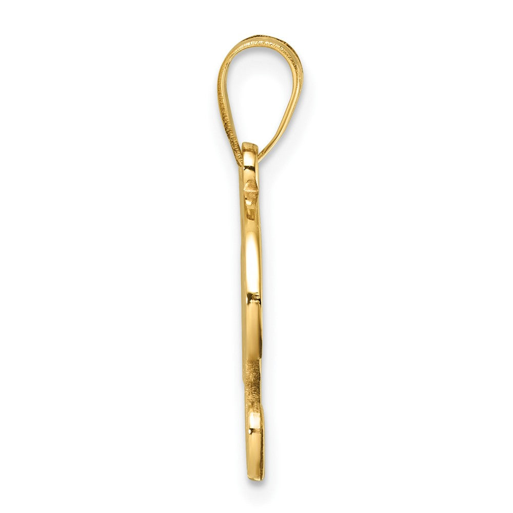 14K Yellow Gold Script Letter F Initial Pendant