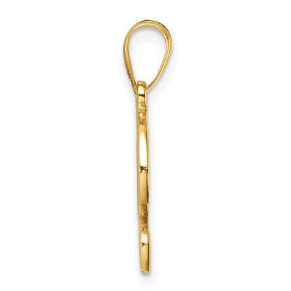 14K Yellow Gold Script Letter F Initial Pendant