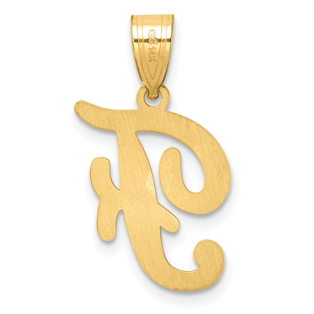 14K Yellow Gold Script Letter F Initial Pendant