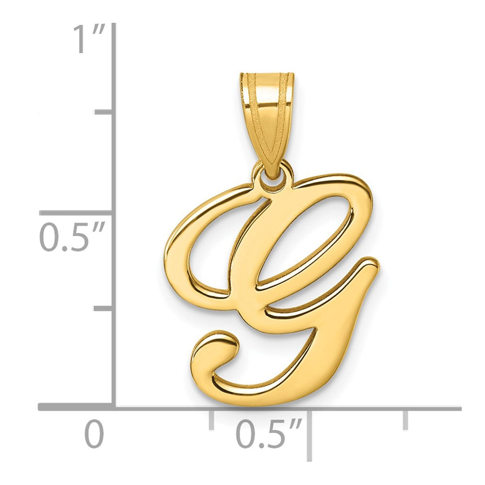 14K Yellow Gold Script Letter G Initial Pendant