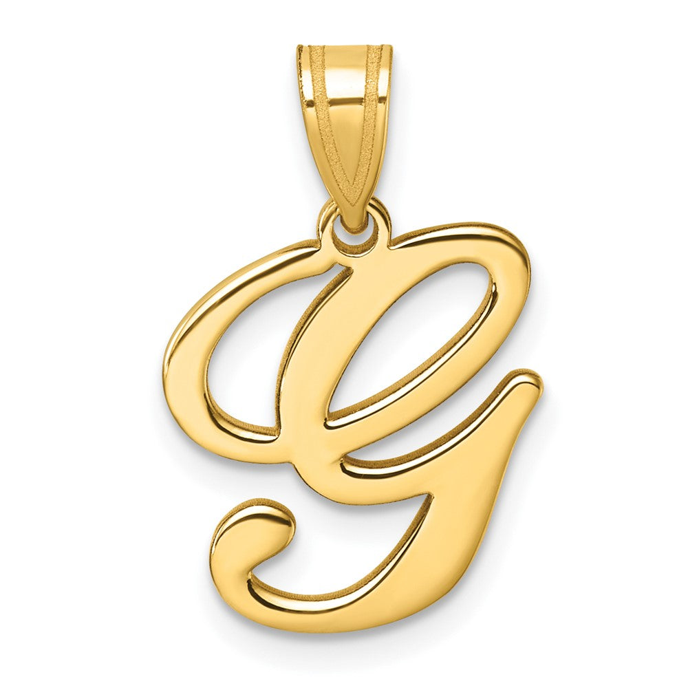 14K Yellow Gold Script Letter G Initial Pendant
