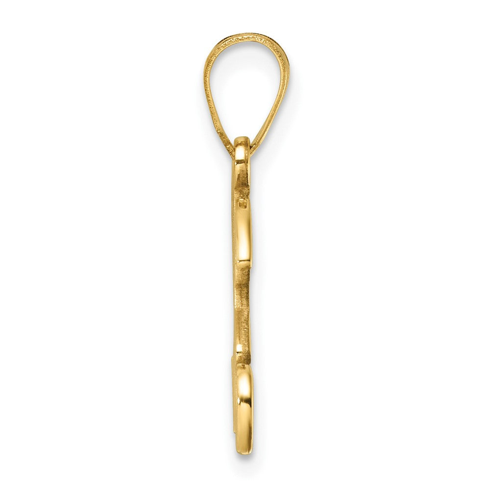 14K Yellow Gold Script Letter H Initial Pendant