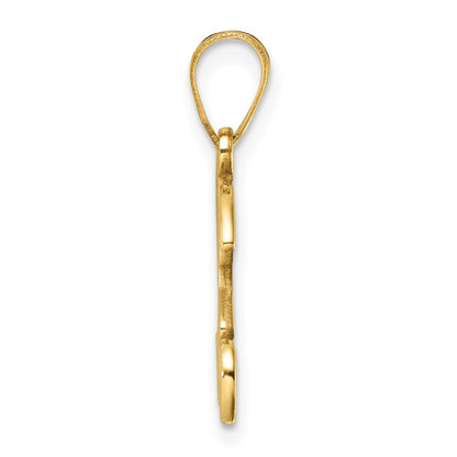 14K Yellow Gold Script Letter H Initial Pendant