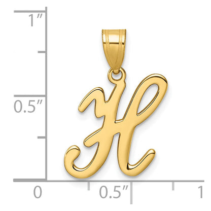 14K Yellow Gold Script Letter H Initial Pendant