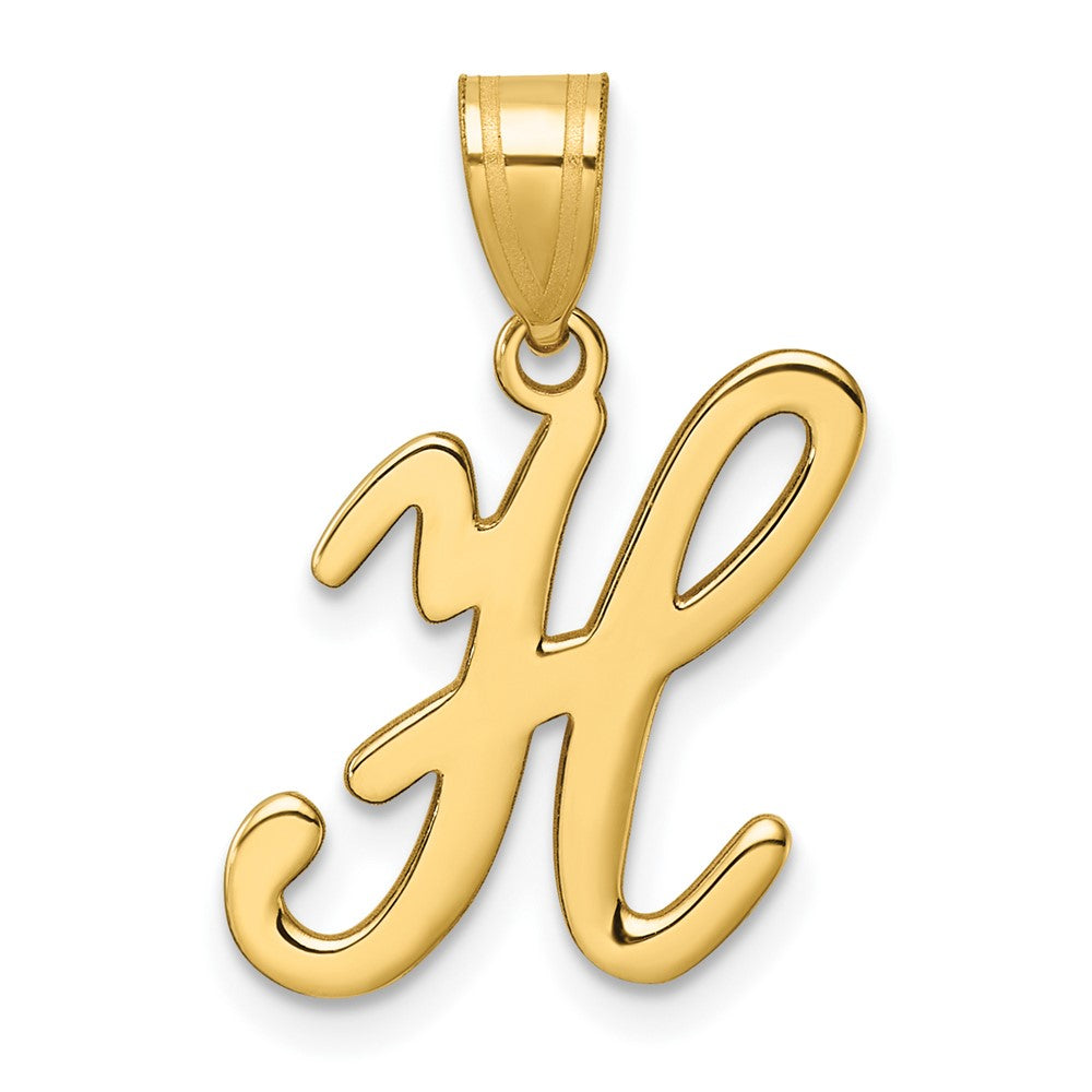 14K Yellow Gold Script Letter H Initial Pendant