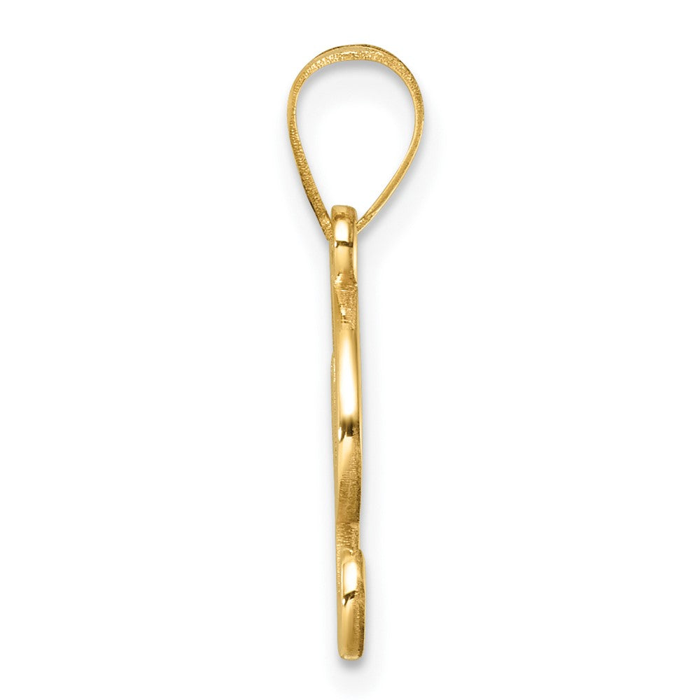 14K Yellow Gold Script Letter I Initial Pendant